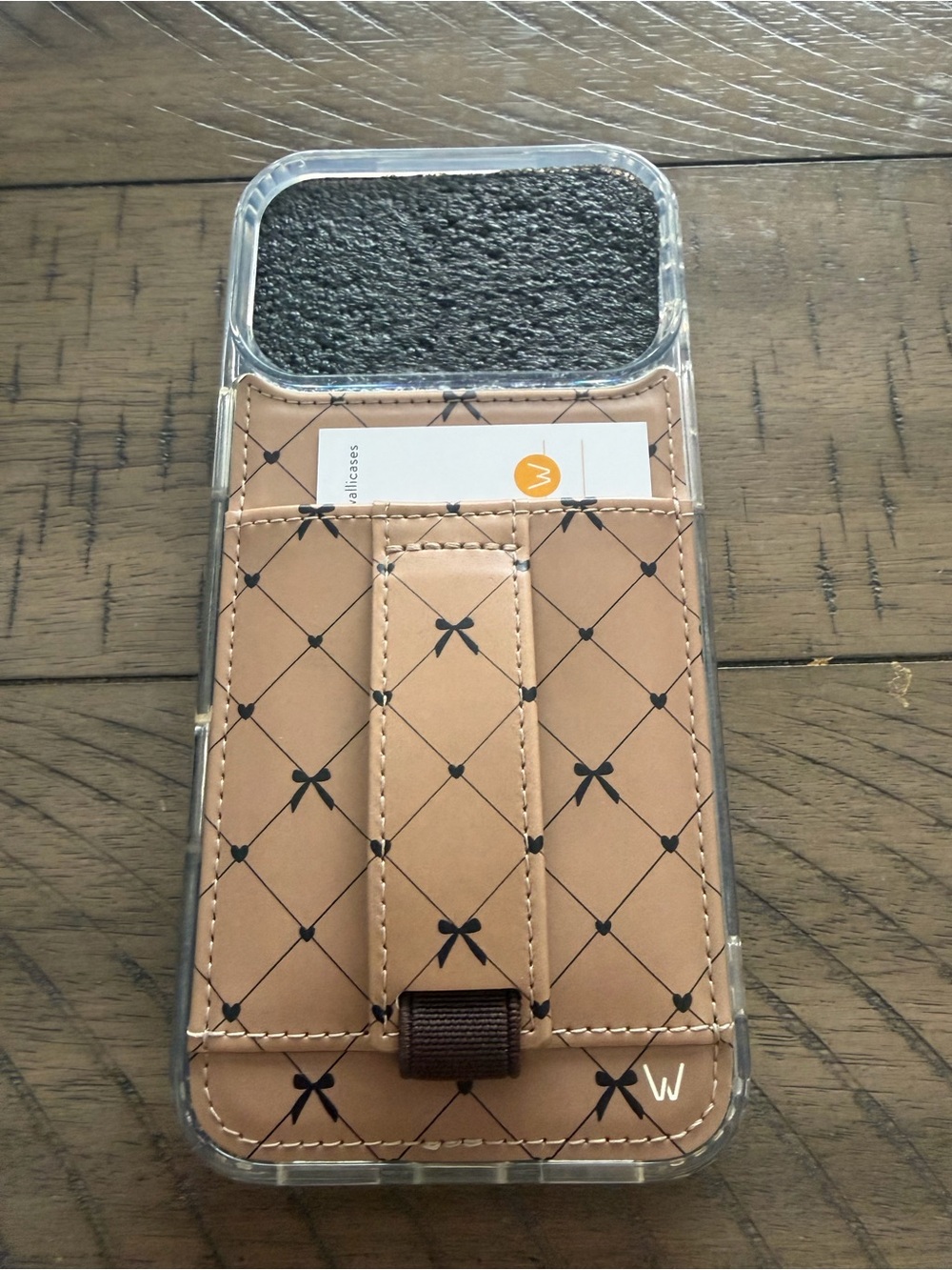 Tan Wallet Phone Case with Card Pocket and Strap